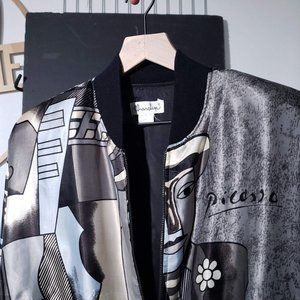 Vintage Picasso Button Coat Shoulder Pads Art